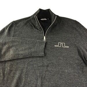 J.Lindeberg Max Zipped Golf Sweater Mens M Dark Grey 100%‎ Merino Wool Gorpcore